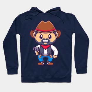 Angry Cowboy Holding Gun Cartoon Hoodie